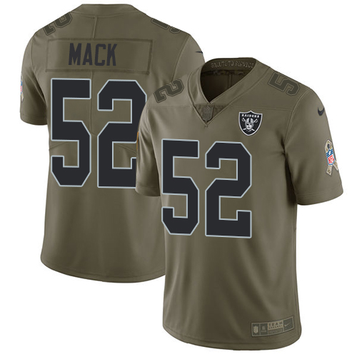 Nike Raiders #52 Khalil Mack Olive Youth Stitched NFL Limited Salute to Service Jersey - Click Image to Close